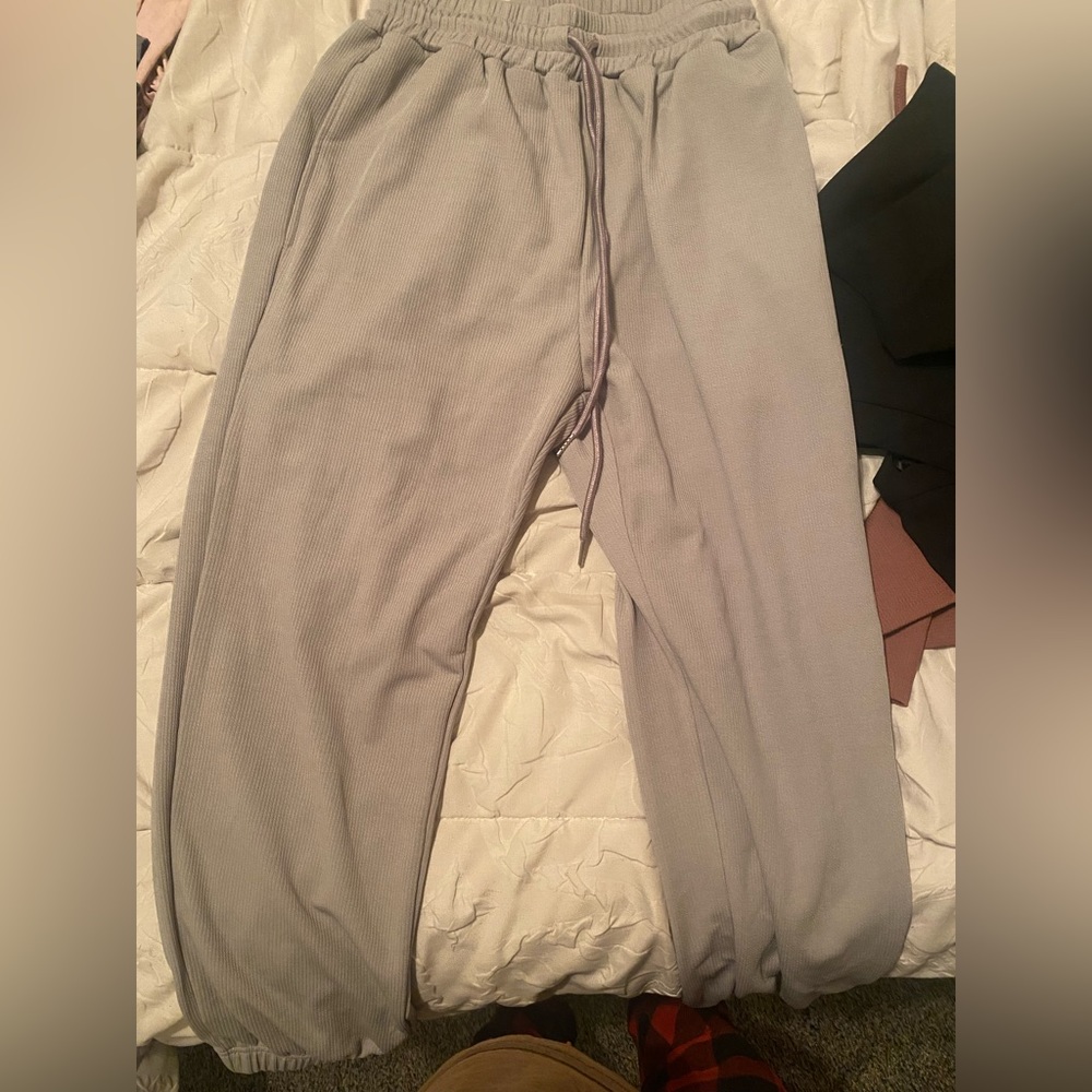 These are grey tight joggers